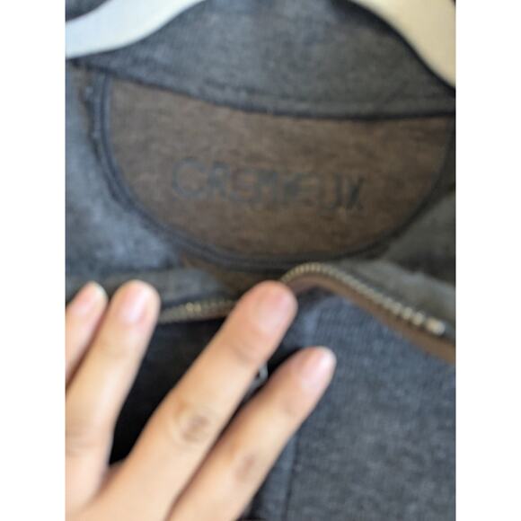 Cremieux Men's Sweater Quarter Zip Gray Brown Elbow Patches High Collar Size L - Picture 3 of 10